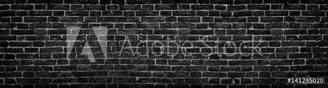 Picture of black brick wall wide panorama as a backdrop